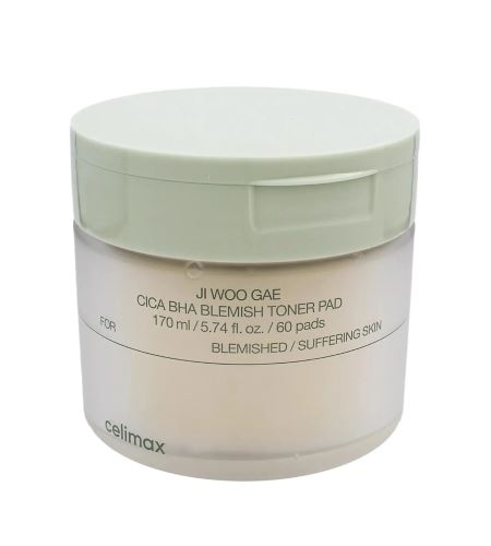 Celimax Ji Woo Gae Cica BHA Blemish Toner Pad exfoliační polštářky pro citlivou pleť se sklonem k akné