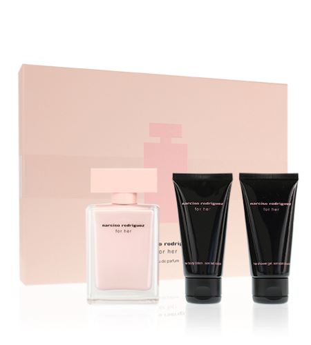 Narciso Rodriguez For Her dárková sada pro ženy parfémovaná voda 50 ml + tělové mléko 50 ml + sprchový gel 50 ml