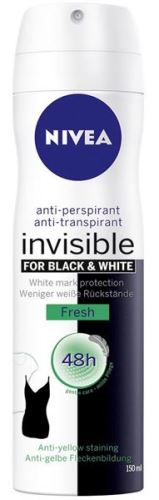 Nivea Invisible Black & White Fresh deodorant ve spreji 150 ml