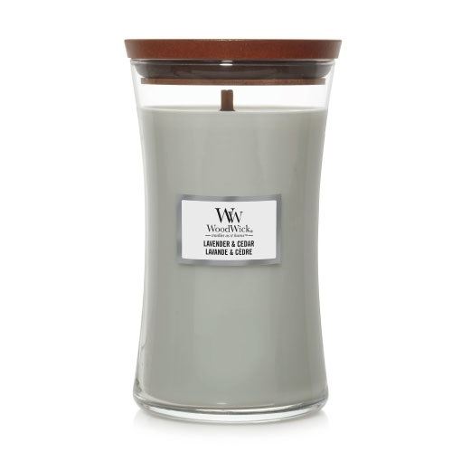 WoodWick Lavender & Cedar vonná svíčka s dřevěným knotem 609,5 g