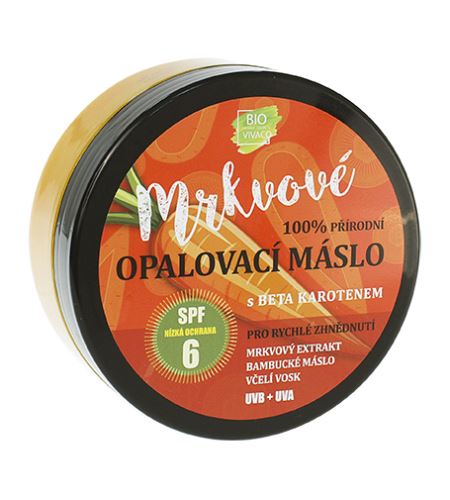 Vivaco 100% Přírodní opalovací máslo s mrkvovým extraktem SPF 6 150 ml