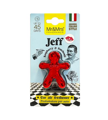 Mr&Mrs Fragrance Jeff Chrome Raspberry & Patchouli vůně do auta červená