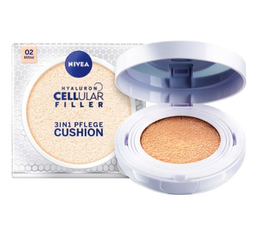 Nivea Hyaluron Cellular Filler pečující make-up v houbičce 3v1 02 Medium 15g