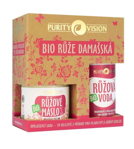 Purity Vision BIO Rose omlazující sada růžová voda 100 ml + růžové máslo 120 ml