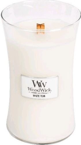 WoodWick White Teak vonná svíčka s dřevěným knotem 609,5 g