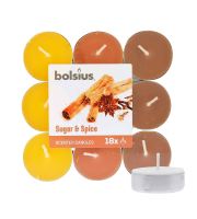 Bolsius Scented Tealights Sugar &amp; Spice 4h čajová svíčka 18 ks