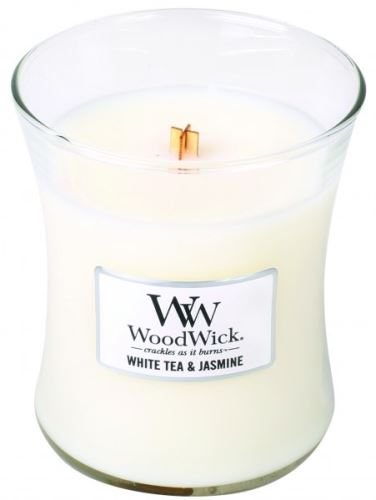 WoodWick White Tea & Jasmine vonná svíčka s dřevěným knotem 275 g