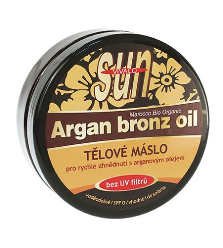 Vivaco SUN Argan Bronz Oil opalovací máslo s bio arganovým olejem bez UV filtrů 200 ml