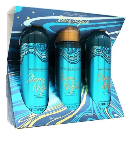 The Indulgent Bathing Co. Starry Nights dárková sada sprchový gel 240 ml + pěna do koupele 240 ml + spánková mlha 200 ml