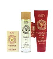 Panier Des Sens Renewing Grape dárková sada exfoliační mýdlo 150 g + suchý tělový olej 100 ml + zpevňující tělový krém 140 ml (1)