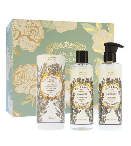 Panier Des Sens Relaxing Lavender dárková sada pro ženy toaletní voda 50 ml + sprchový gel 250 ml + tělové mléko 250 ml