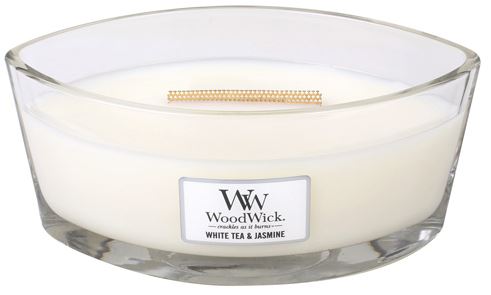 WoodWick White Tea & Jasmine vonná svíčka s dřevěným knotem 453,6 g