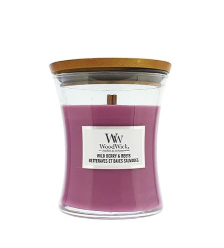 WoodWick Wild Berry & Beets vonná svíčka s dřevěným knotem 275 g