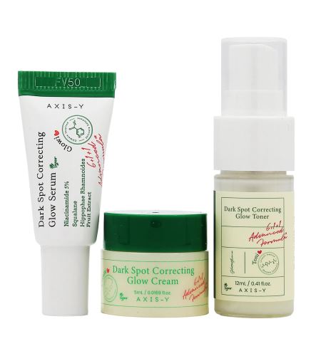 AXIS-Y The Mini Glow Trio dárková sada tonizační mlha 12 ml + rozjasňující sérum 5 ml + korekční gelový krém 5 ml