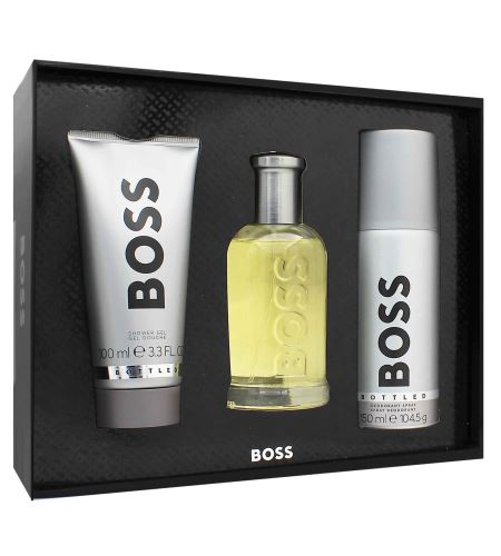 Hugo Boss Boss Bottled dárková sada pro muže toaletní voda 100 ml + sprchový gel 100 ml + deosprej 150 ml