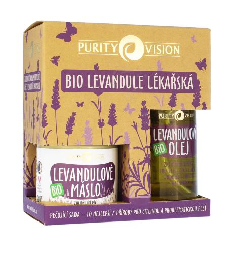 Purity Vision BIO Lavender pečující sada levandulový olej 100 ml + levandulové máslo 120 ml