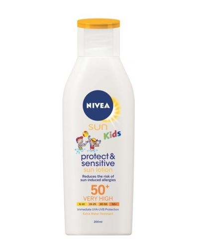 Nivea Sun Kids Protect & Sensitive mléko na opalování SPF 50+ 200 ml pro děti
