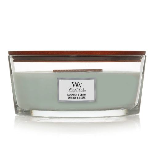 WoodWick Lavender & Cedar vonná svíčka s dřevěným knotem 453,6 g