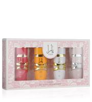 Lattafa Yara Collection dárková sada pro ženy parfémovaná voda Yara Candy 5ml + parfémovaná voda Yara Tous 5ml + parfémovaná voda Yara Moi 5ml + parfémovaná voda Yara 5ml
