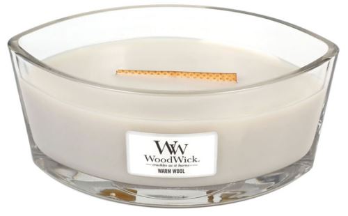 WoodWick Warm Wool vonná svíčka s dřevěným knotem 453,6 g