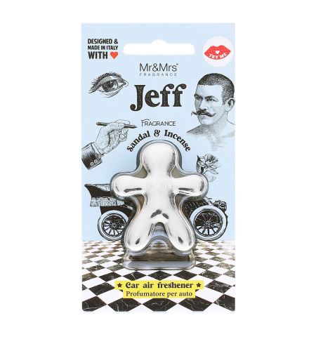 Mr&Mrs Fragrance Jeff Sandal & Incense vůně do auta stříbrná